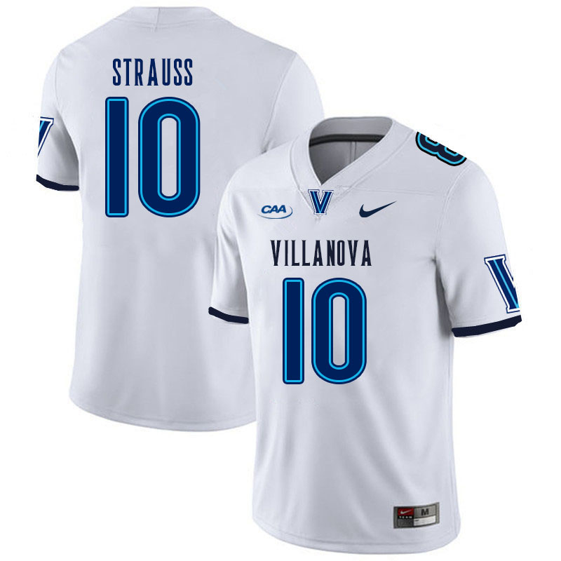 Men #10 JR Strauss Villanova Wildcats College Football Jerseys Stitched Sale-White
